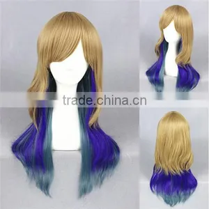 Cheap Medium 60cm Multi Color Blonde Blue Wave Cosplay Lolita Women Party Wig thumbnail-1