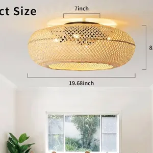 20 Inch Bohemian Rattan Cage Ceiling Fan With Embedded Enclosed Silent Frequency Conversion Remote Control and 6-speed Timing（Wechat:13510231336） thumbnail-1
