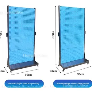 Heavy Duty Mobile Pegboard Tool Cart With Wheels | Metal Rolling Organizer Rack | For Auto Repair Garage Workshop thumbnail-5
