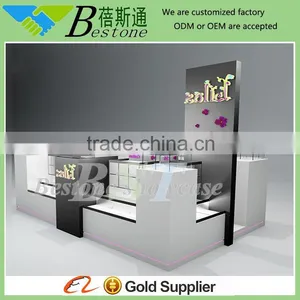 Fashion Design Wood Glass Perfume Stands Showcase Kiosk for Cosmetics thumbnail-1