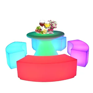 Event Commercial Outdoor Garden Color Changing Rechargeable Illuminated Outdoor Furniture Plastic Led Glowing Bar Chair thumbnail-2