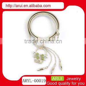 China Belly Chain Design for Lady Fashion Silver Waist Chain With Green Crystals thumbnail-1