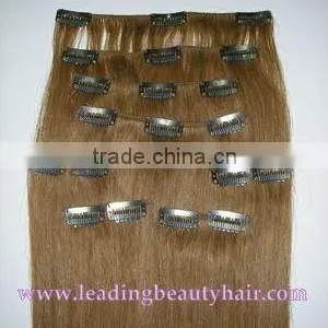 Stock 22" 1b# 4# 8# 27# 613# Straight Curly Wave Remy Hair Clip in Hair Extensions on Sales thumbnail-1