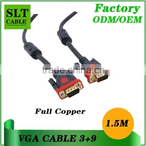 Professional Manufacturer VGA Cable Male to Male 15pin 3+9 Full Copper 1.5m VGA Cable for Multimedia thumbnail-1