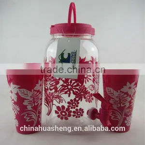 BPA Free PET Water Jar Set ,5 Sets Water Jar ,Plastic Juice Jar With Cups thumbnail-5