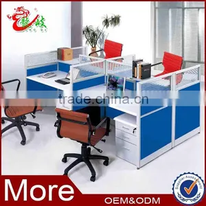Four People Seat Half Glass Aluminium Partition Office Screen Workstation Melamine Cubicle Partition Office Workstation thumbnail-1