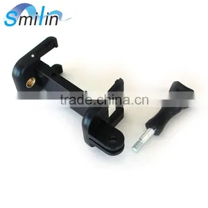 Dual Connector Camera Adapter 1/4"-20 Screw Spring Clip Mount Bracket for Tripod Monopod thumbnail-2