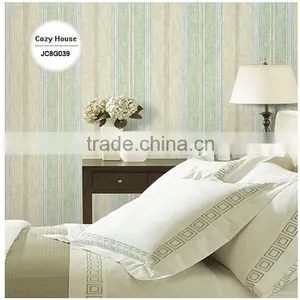 Discounted Printed Vinyl Coated Wallpaper, Navy Blue Neat Wide Stripe Wall Sticker for Closet Room , Fancy Wall Mural Roll thumbnail-2