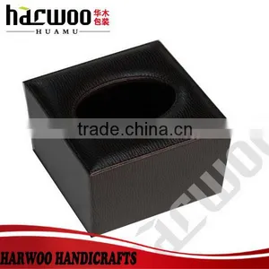 2016 Newest Fashion Small Rectangle Tissue Box/Brown Leather Tissue Box With Stitching thumbnail-4