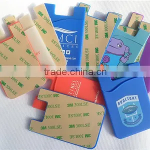 Wholesale Adhesive OEM Custom Logo 3M Sticker Phone Card Holder Silicone thumbnail-2