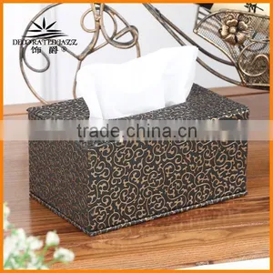 High-grade Black Leather Trim Golden Jazz Trumpet Continental Creative Tissue Boxes Paper Pumping Pumping Cassette Tray Trumpet thumbnail-1