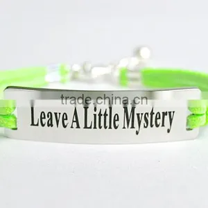 Custom Jewelry Leave A Little Mystery Metal Charm Bar Bracelet thumbnail-1