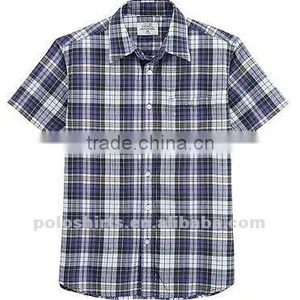 2012 Men's Iron Free Cotton Plaid Short Sleeve Shirts Quality Choice thumbnail-1