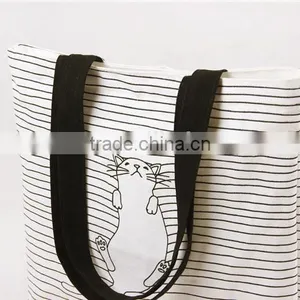 Navy Strap Style Cotton Canvas Tote Shopping Bag thumbnail-4