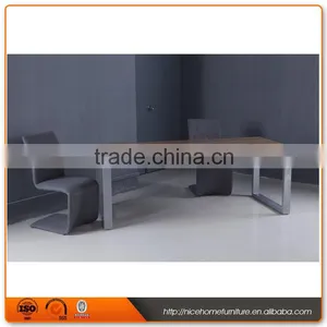Long Narrow Stainless Steel Feet With Wooden Dining Table thumbnail-1