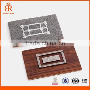 Faux Leather Labels Engraved Metal Labels Custom Leather Patch thumbnail-1