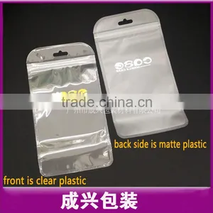Mobile Case Packaging Poly Bag /matte Plastic Zipper Bag/front is Clear Plastic Within Printing Golden Case thumbnail-3