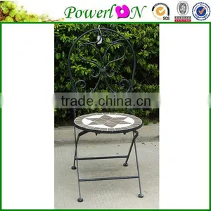 Competive Price Antique Unique Design Mosaic Round Garden Folding Chair For Home Backyard J29M TS05 PL08-6235 thumbnail-1