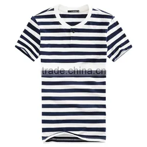 Wholesale Clothing High Quality 100%cotton o Neck Stripes Tshirts Bulk With Chian Clothes Factory Supplier's Choice thumbnail-3