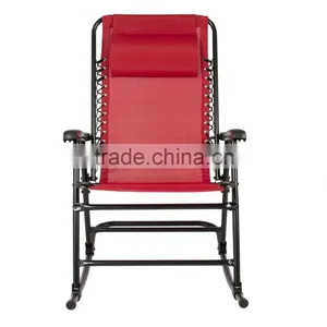 Teslin Fabric Steel Frame Adults Folding Outdoor Rocking Chair For Sale thumbnail-6