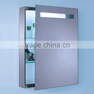 Wall Mounted Led Illuminated Bathroom Storage Cabinet With Mirror Doors, Sliding Mirror Cabinet With Shaver Socket thumbnail-1