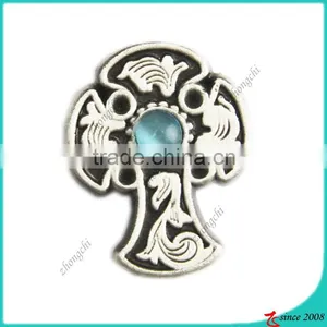 Zinc Alloy Metal 10MM Turquoise Cross Slide Charm thumbnail-1