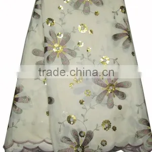 African Organza Lace With Sequins Embroidery CL8120-5white thumbnail-1