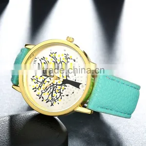 Hot Wristwatch Leather Strap Women Flower Watch thumbnail-3