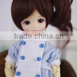 Cute Synthetic Dark Brown 1/6 Bjd Doll Bob Wigs With Ponytail thumbnail-3