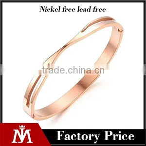 Holesale Wedding Rose Gold Jewelry Unique Design Polishing Cuff Bangle for Women thumbnail-1