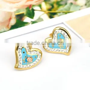 Fashion Earring Gold Heart Enamel Drawing Earring thumbnail-3