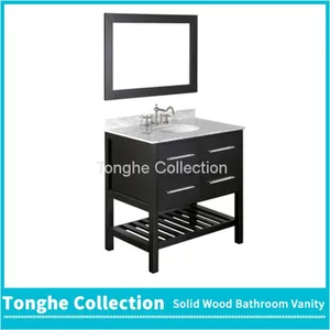 Modern Hotel Bathroom Cabinetry Vanity Open Bottom Plenty Storage thumbnail-4