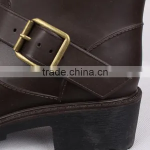 Custom Made Varies Cheap Waterproof Glossy or Matte Women PVC Wellington Rain Boot With Buckle thumbnail-3