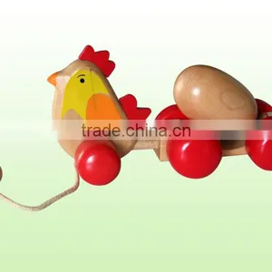 Chicken and Egg Pull Along Toy;classic Wooden Construction for Hours of Fun thumbnail-1