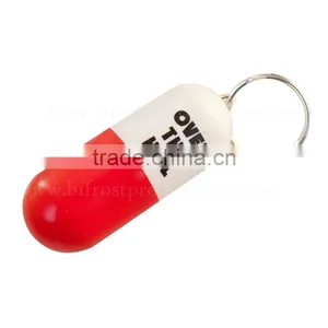 Small Plastic Capsule Shaped Pill Box Keychain thumbnail-3