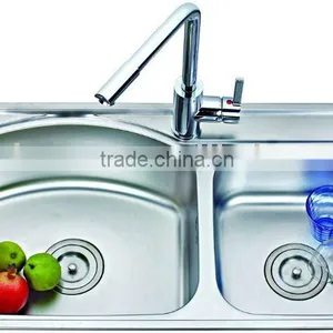Double Bowls Kitchen Sink With Faucet thumbnail-1