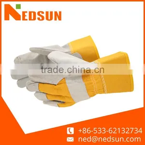 High Quality Full Palm Cow Split Gloves Leather Work thumbnail-1