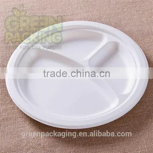 9 Inch 3 Compartment Sugarcane Compostable Plates thumbnail-2