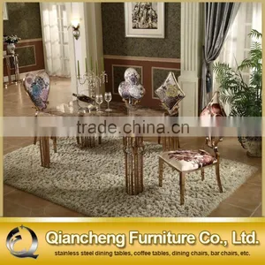 Rose Golden Stainless Steel Dining Table With Crystal Decoration thumbnail-6