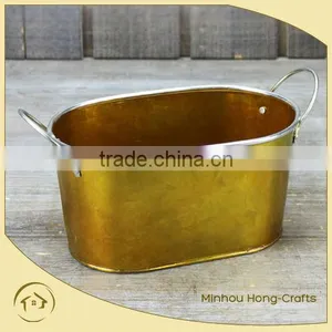 Garden Painted Metal Gold Flower Pots thumbnail-1