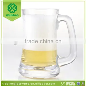 High White Glass Beer Mug With the Handle Clear Glass Mug thumbnail-1