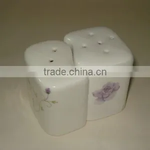 Empty Ceramic Salt & Pepper Shaker With Metal Stand thumbnail-2