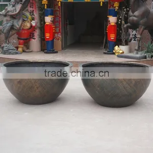 Large Round Bronze Garden Pot thumbnail-1