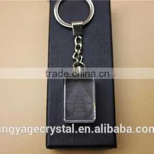 2D Engraving Logo Crystal Galss Keychain thumbnail-2