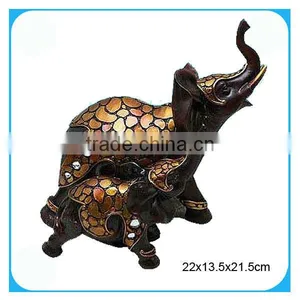 Mother and Baby Elephant Modern Resin Sculpture thumbnail-1