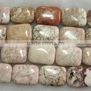 16" 15-20mm Rectangle Natural Loose White Turquoise Beads thumbnail-1