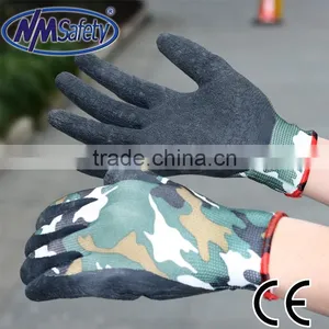 NMSAFETY 13g Cheap Latex Gloves Camouflage Nylon Knitted Liner Palm Latex Glove Working Gloves Safety Latex Glove thumbnail-1