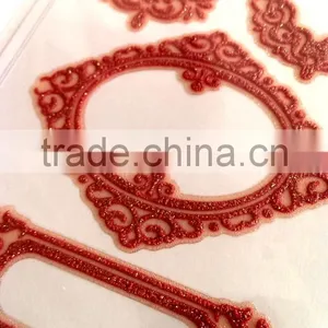 Red Colorway, Classic Glitter Lace Foam Sticker, Elegant Decorative Shinny Glitter Sticker thumbnail-5