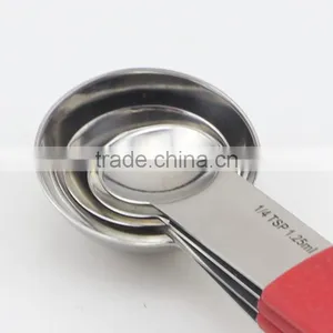 4pcs Stainless Steel Mini Measuring Spoon Sets With Red Handle thumbnail-6
