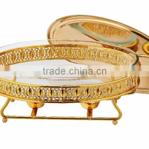 3Liter Small Gold & Silver Chafing Dish Luxury Chafing Dish Oval Chafing Dish thumbnail-1